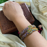 Kada Kundan Bangle -Blue-G4847